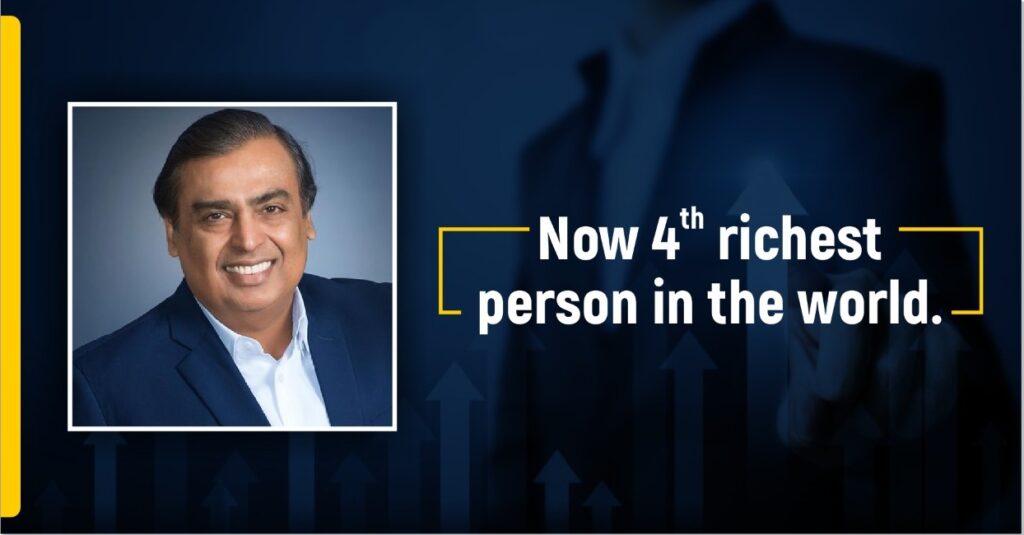 Ambani bags the position of being the 4th richest in the world. | The