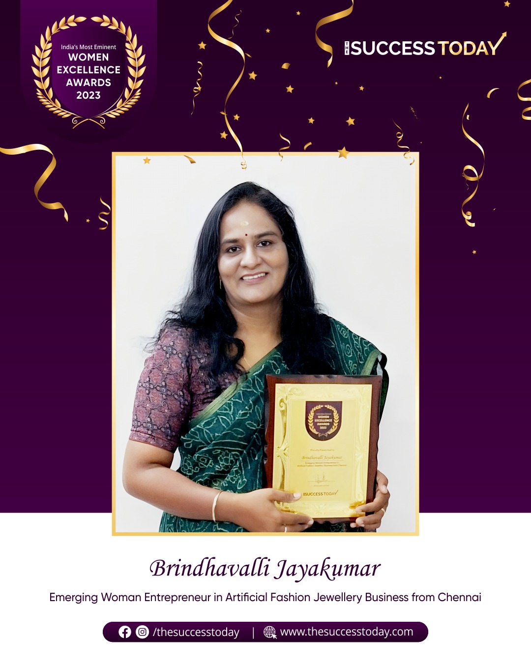 Brindhavalli Jayakumar - CEO & Founder | JK Fashion Jewellery - The Success Today - Success Today - thesuccesstoday