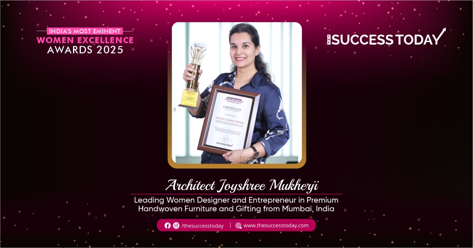 Architect Joyshree Mukherji - Leading Women Designer and Enterpreneur in Premium Handwoven Furniture and Gifting from Mumbai, India - The Success Today