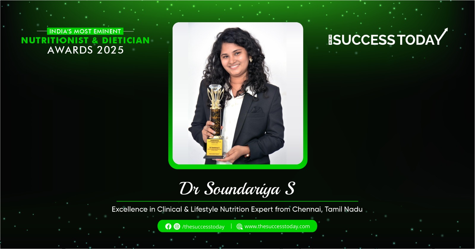 Dr. Soundariya S - Excellence In Clinical & Lifestyle Nutrition Expert from Chennai, Tamil Nadu - The Success Today