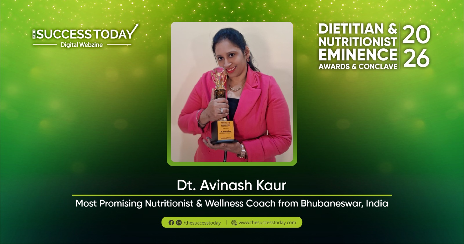 Dt. Avinash Kaur - Most Promising Nutritionist & Wellness Coach from Bhubaneswar, India - The Success Today