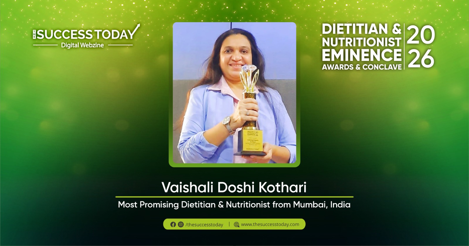 Vaishali Doshi Kothari - Most Promising Dietitian & Nutritionist from Mumbai, India - The Success Today